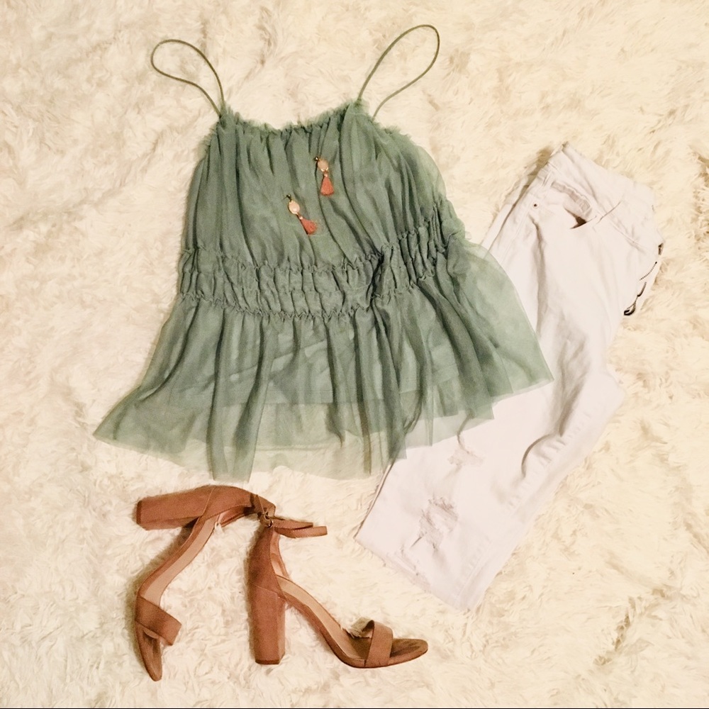 NWT Seafoam Green Spaghetti Strap Top
